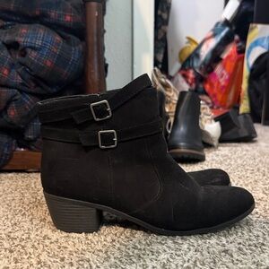 American Eagle Outfitters Black Ankle Boots with Double Buckle